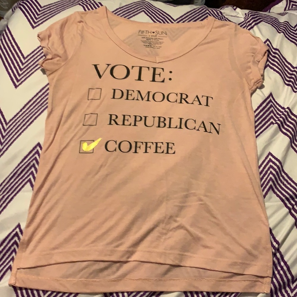 Fifth Sun Vote Coffee pink tee - XS
